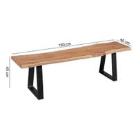 FineBuy Baumstamm Esszimmerbank 160 cm Baumkante Massivholz Essbank Holzbank – Ansicht 4