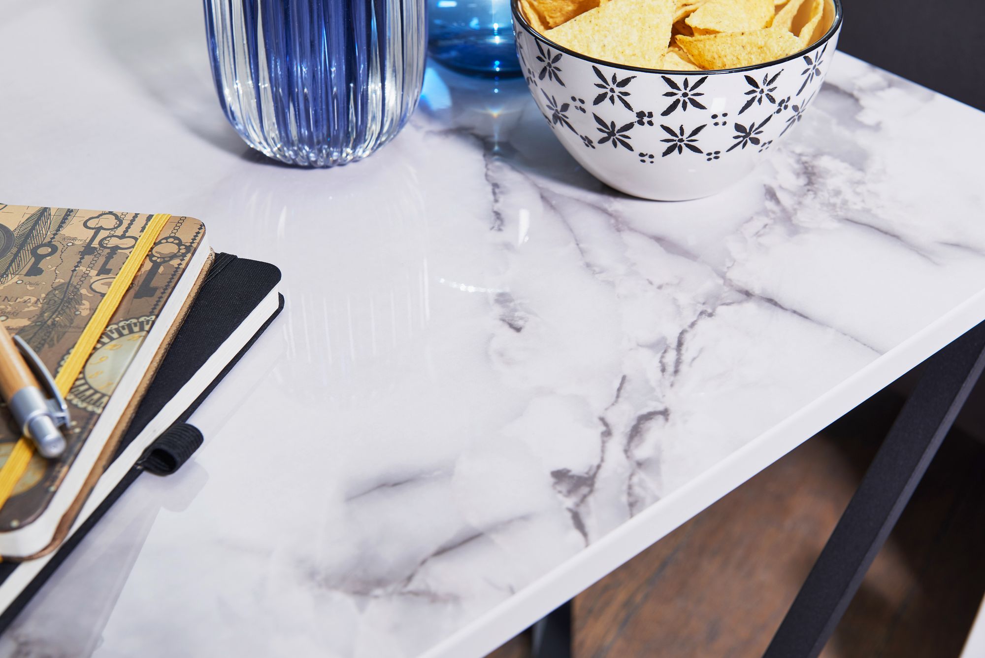 WOHNLING Couchtisch Marmor Optik Weiß 60x60 cm ...