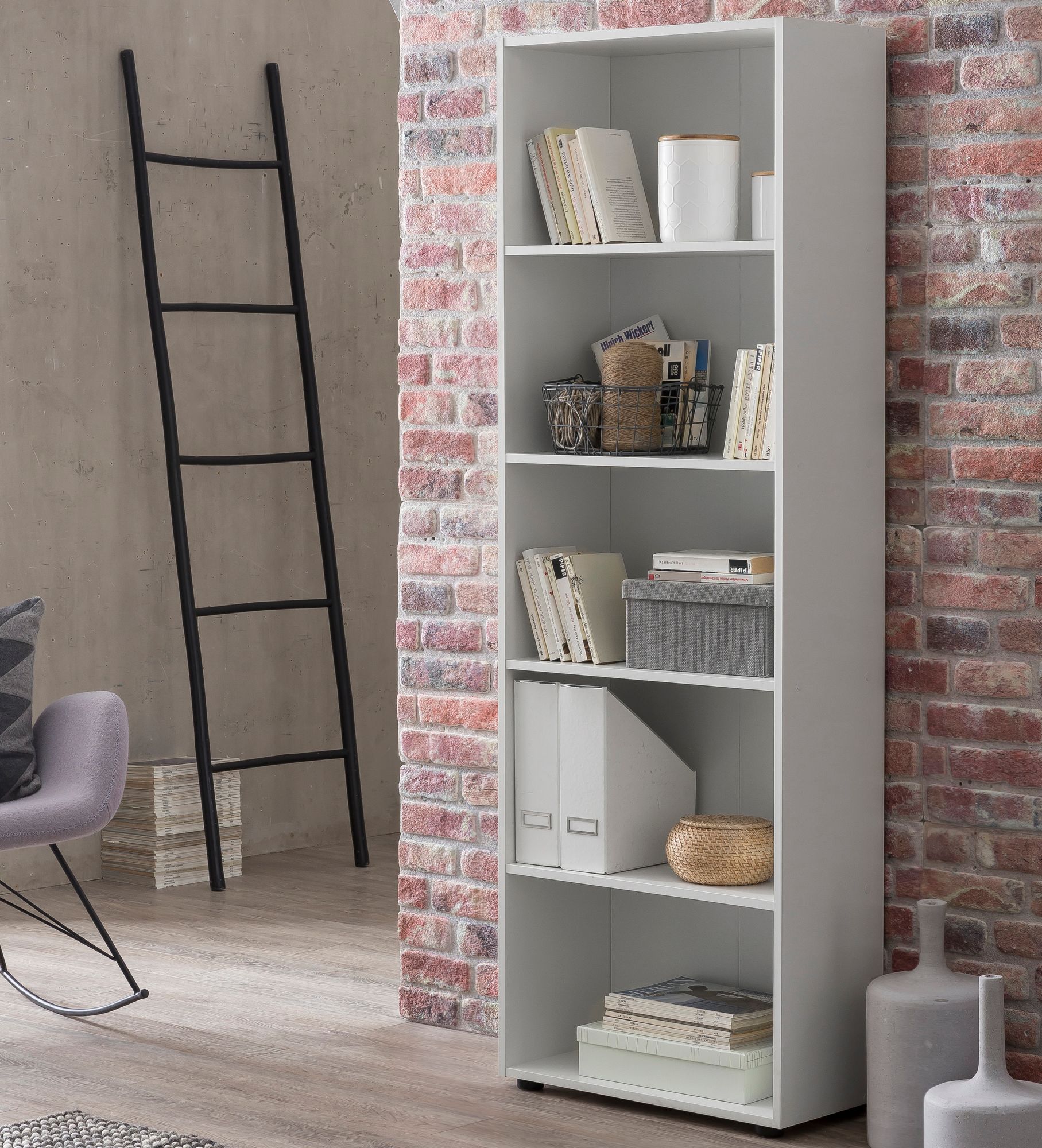 FineBuy Bücherregal Weiß Regal Ordner Standregal Wandregal Aktenregal