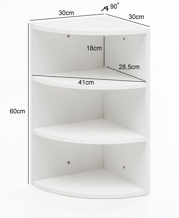 FineBuy Eckregal Wandregal Winkelregal Badregal Küchenregal Standregal Regal – Maßzeichnung