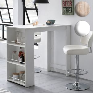 SV52309 FineBuy Bartisch 120 x 60 cm Stehtisch Holz Küchenbartisch, Bartresen mit integriertem Regal, Tresentisch mit Bar, Tresen Küchen Tisch 18855