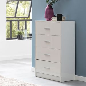 FineBuy Design Sideboard FB52330 Weiß Hochglanz 60x90x30 cm Anrichte Holz Modern, Schmale Schubladenkommode Esszimmer, Kleiner Allzweckschrank Flur, Wäschekommode Schlafzimmer