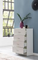 Schubladenkommode 60cm mit 4 Schubladen Kommode in Weiß Sideboard modernes Design – Ansicht 2