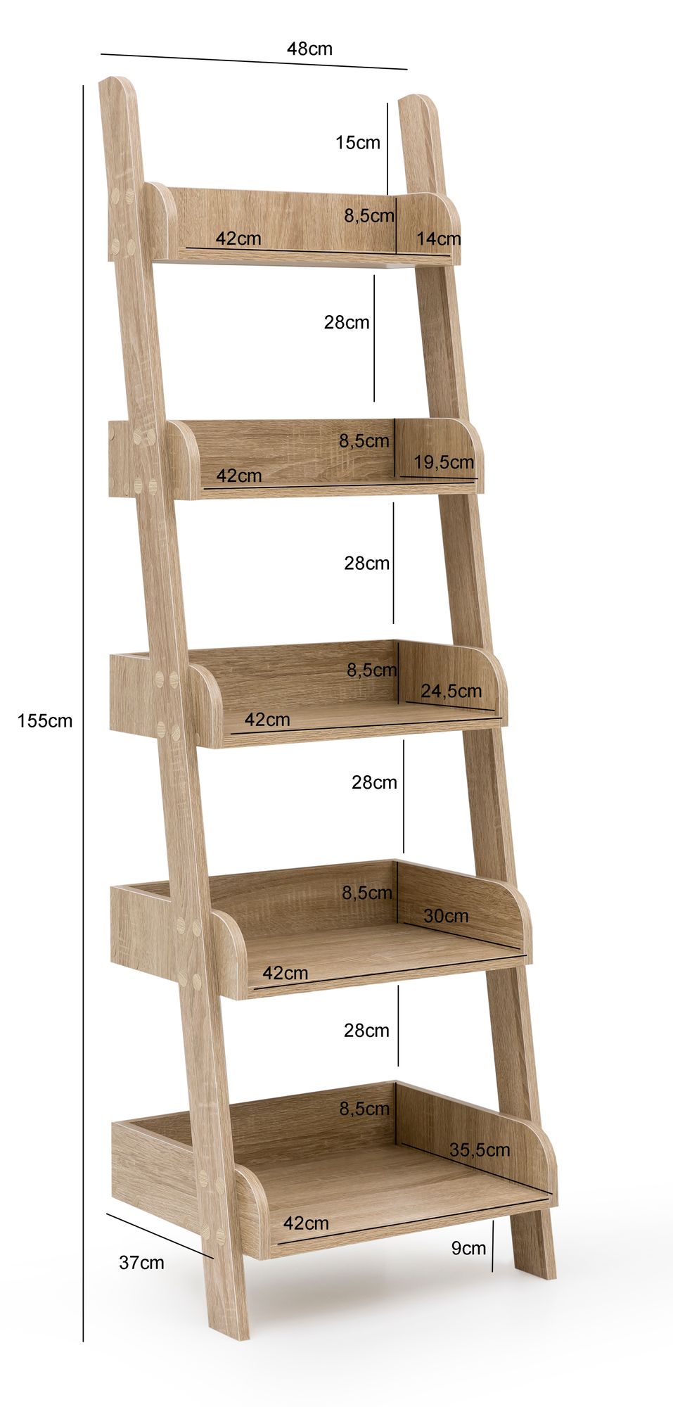 Details Zu Finebuy Leiterregal 48 X 155 X 37cm Regal Holz Treppenregal Standregal Dekoregal