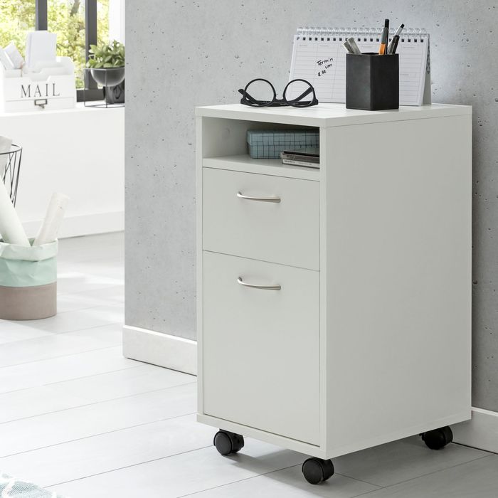 FineBuy Rollcontainer 33x63x38cm Schreibtischcontainer Rollen Bürocontainer Holz