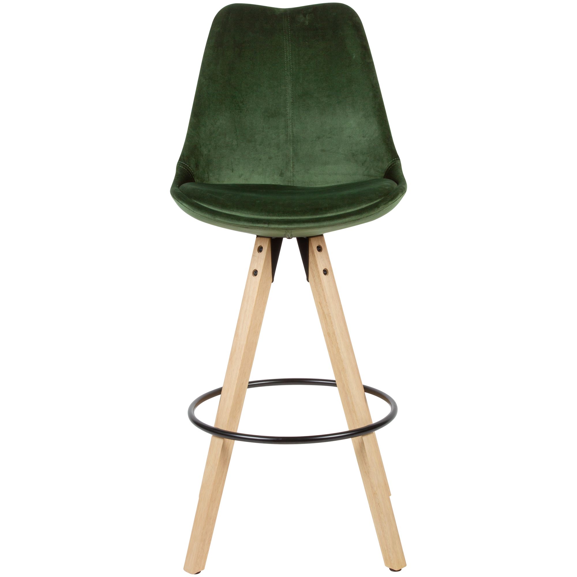 WOHNLING 2er Set Barhocker Grün Samt Massivholz | Design Wohnling 2er Set Barhocker Grün/Schwarz, Samt/Massivholz Skandinavisch 2 Stück, mit Lehne Sitzhöhe 77 cm