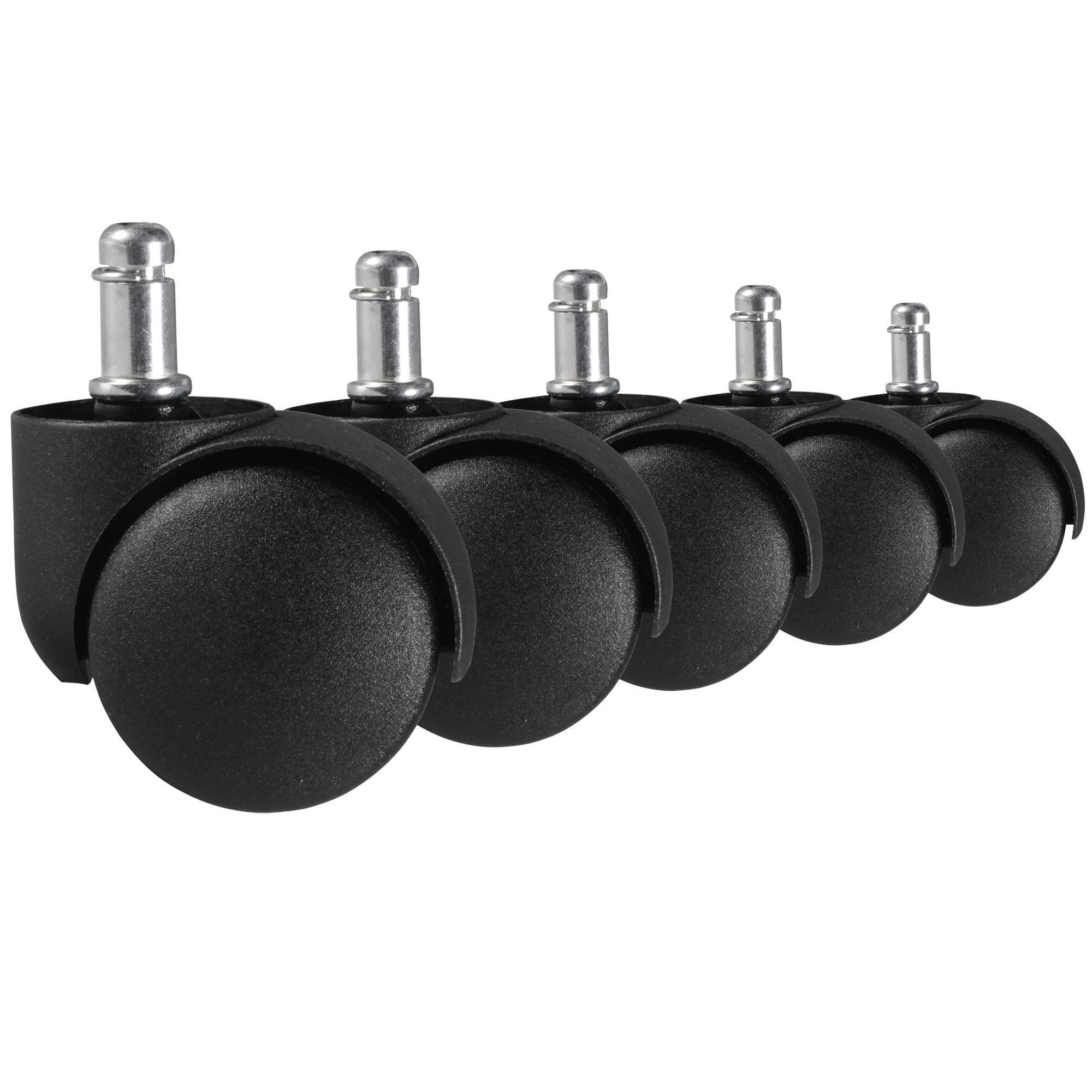 FineBuy 5er Set Rollen für Bürostuhl 11 Teppichbodenrollen 50 mm Weichbodenrollen – Ansicht 1