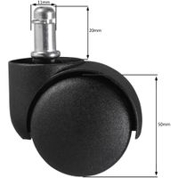 FineBuy 5er Set Rollen für Bürostuhl 11 Teppichbodenrollen 50 mm Weichbodenrollen – Ansicht 2