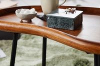 Couchtisch 2-teilig Massivholz Satztische Wohnzimmertisch Nierentisch Holz-Tisch – Ansicht 6