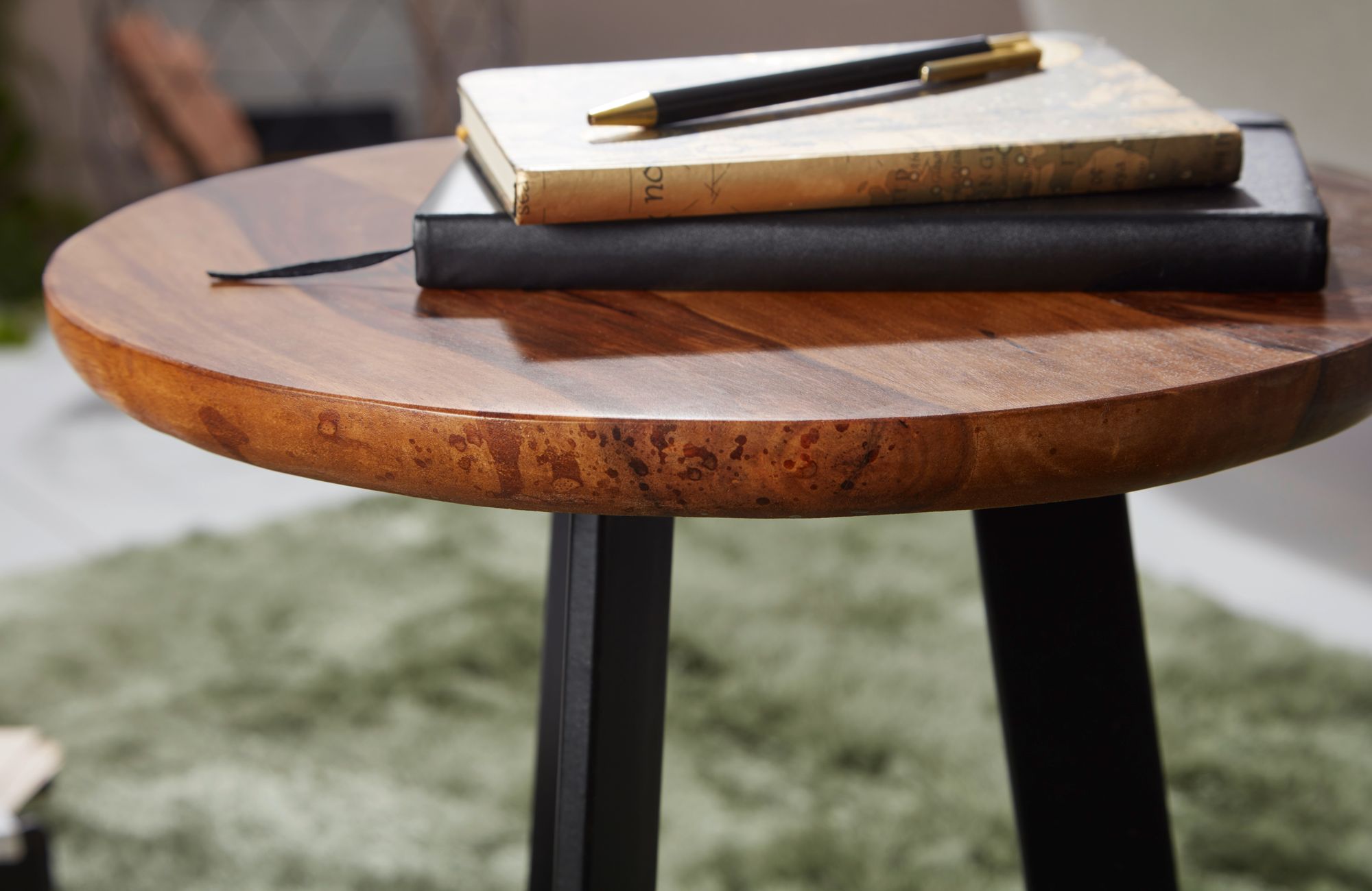 FineBuy Beistelltische 2-teilig Sheesham Metall Holz-Satztisch Industrial Hocker – Ansicht 6