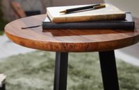 FineBuy Beistelltische 2-teilig Sheesham Metall Holz-Satztisch Industrial Hocker – Ansicht 6