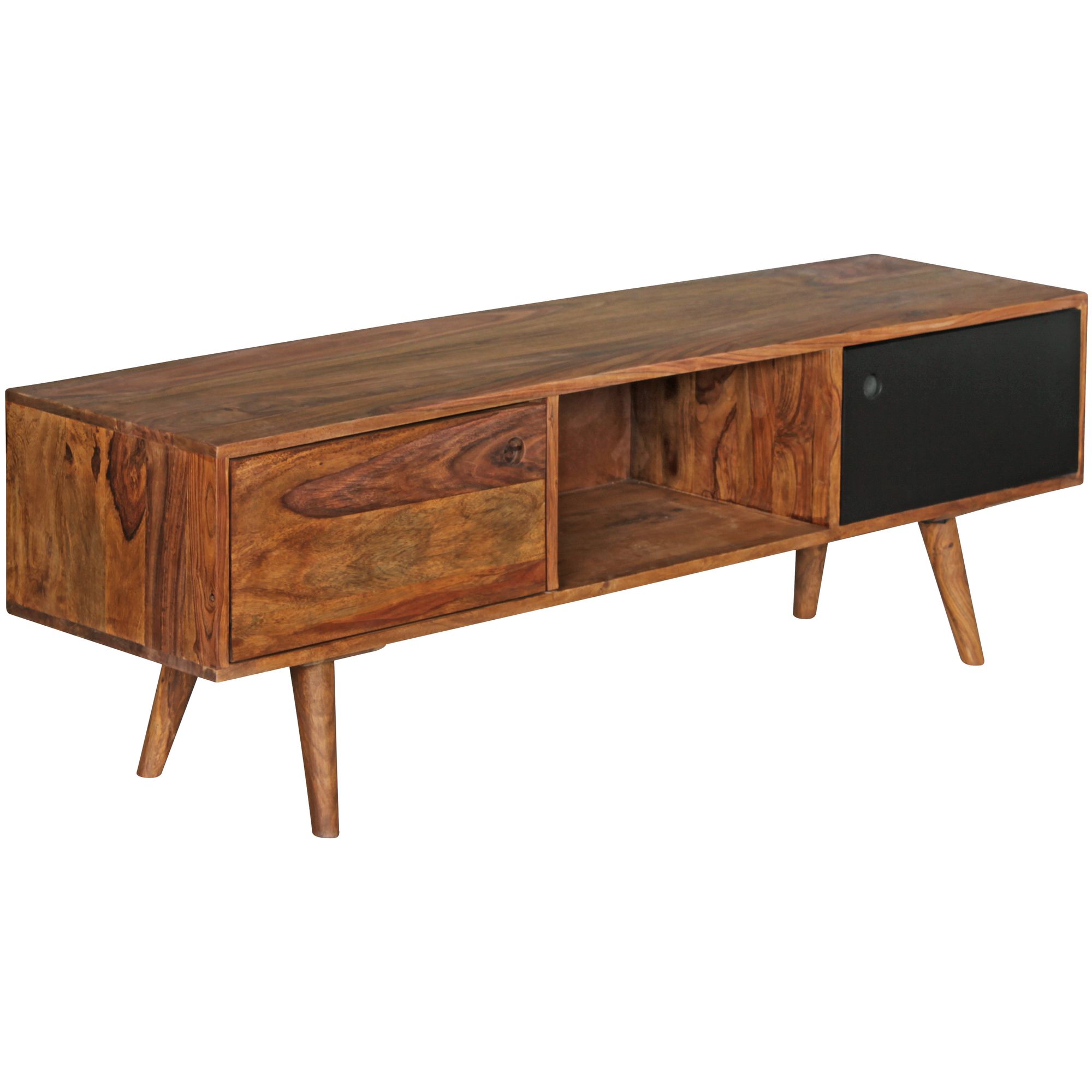 FineBuy TV Lowboard 140 cm REPA Massiv Holz Sheesham HiFi Regal Retro – Ansicht 6