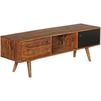 FineBuy TV Lowboard 140 cm REPA Massiv Holz Sheesham HiFi Regal Retro – Ansicht 6