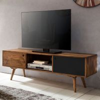 FineBuy TV Lowboard 140 cm REPA Massiv Holz Sheesham HiFi Regal Retro – Ansicht 1