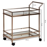 FineBuy Servierwagen Gold Beistelltisch Rollen Küchen- Speisewagen Glas Teewagen – Ansicht 2