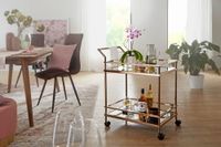 FineBuy Servierwagen Gold Beistelltisch Rollen Küchen- Speisewagen Glas Teewagen – Ansicht 3