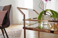 FineBuy Servierwagen Gold Beistelltisch Rollen Küchen- Speisewagen Glas Teewagen – Ansicht 4