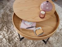Couchtisch Rund Ø70cm Stauraum Skandinavisches Design Eiche Wohnzimmertisch Holz – Ansicht 4