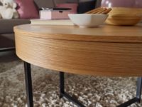 Couchtisch Rund Ø70cm Stauraum Skandinavisches Design Eiche Wohnzimmertisch Holz – Ansicht 5