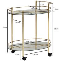 FineBuy Servierwagen Gold Beistelltisch auf Rollen Glas Speisewagen Teewagen – Ansicht 3