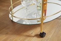 FineBuy Servierwagen Gold Beistelltisch auf Rollen Glas Speisewagen Teewagen – Ansicht 5