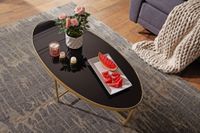 FineBuy Couchtisch Glas Schwarz Wohnzimmertisch Oval 110 x 56 Glastisch Gold – Ansicht 4