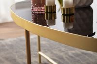 FineBuy Couchtisch Glas Schwarz Wohnzimmertisch Oval 110 x 56 Glastisch Gold – Ansicht 5