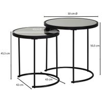 FineBuy Couchtisch 2tlg Rund Schwarz Spiegel Glas Wohnzimmertisch Beistelltisch – Ansicht 3
