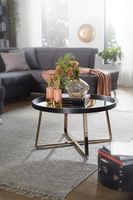 FineBuy Couchtisch Rund Gold Wohnzimmertisch Spiegel Glas Beistelltisch Schwarz – Ansicht 3