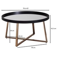 FineBuy Couchtisch Rund Gold Wohnzimmertisch Spiegel Glas Beistelltisch Schwarz – Ansicht 2