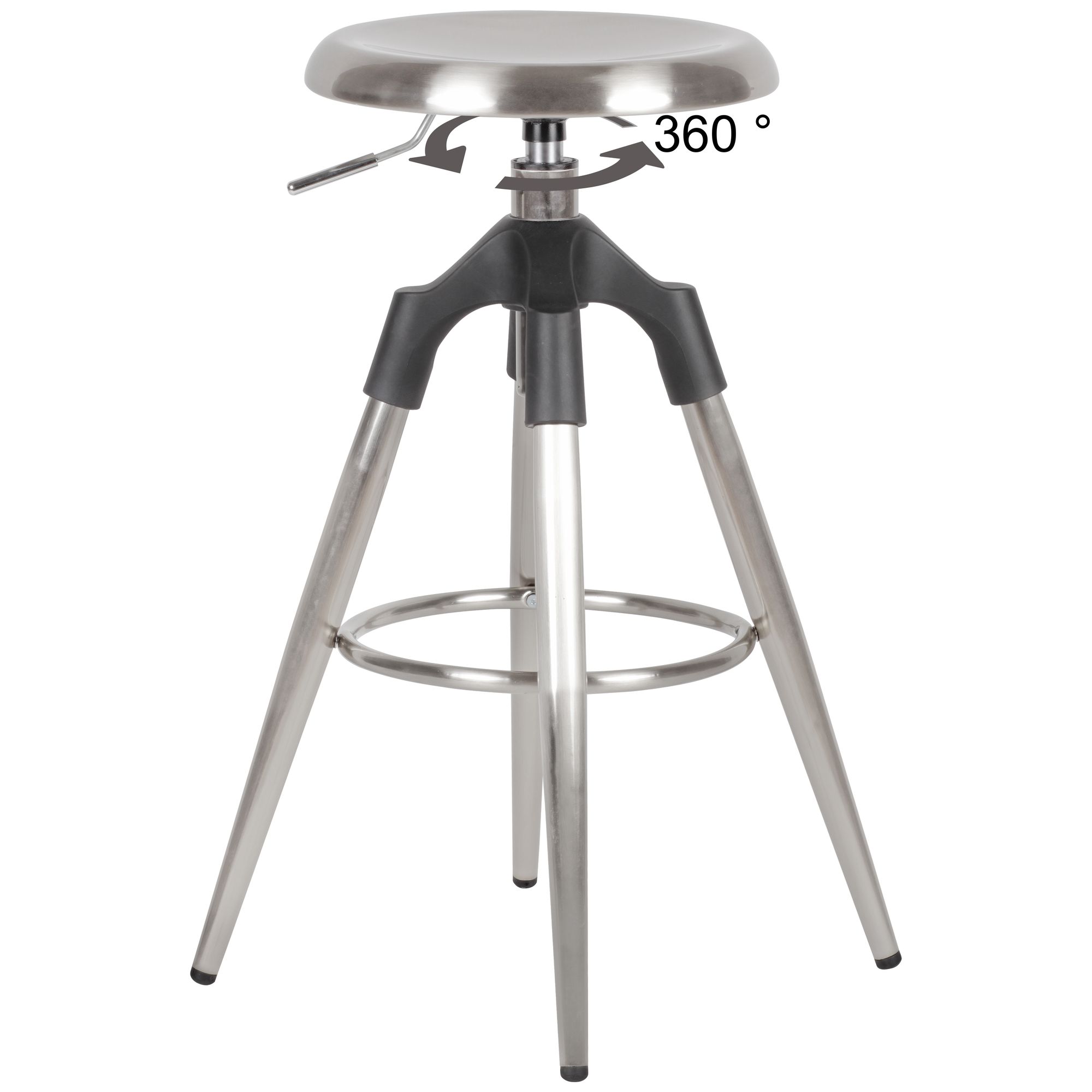 FineBuy Barhocker Metall 72-80 cm, Design Barstuhl 100 kg Maximalbelastbarkeit, Tresenhocker Industrial, Tresenstuhl ohne Lehne | Farbe: Schwarz