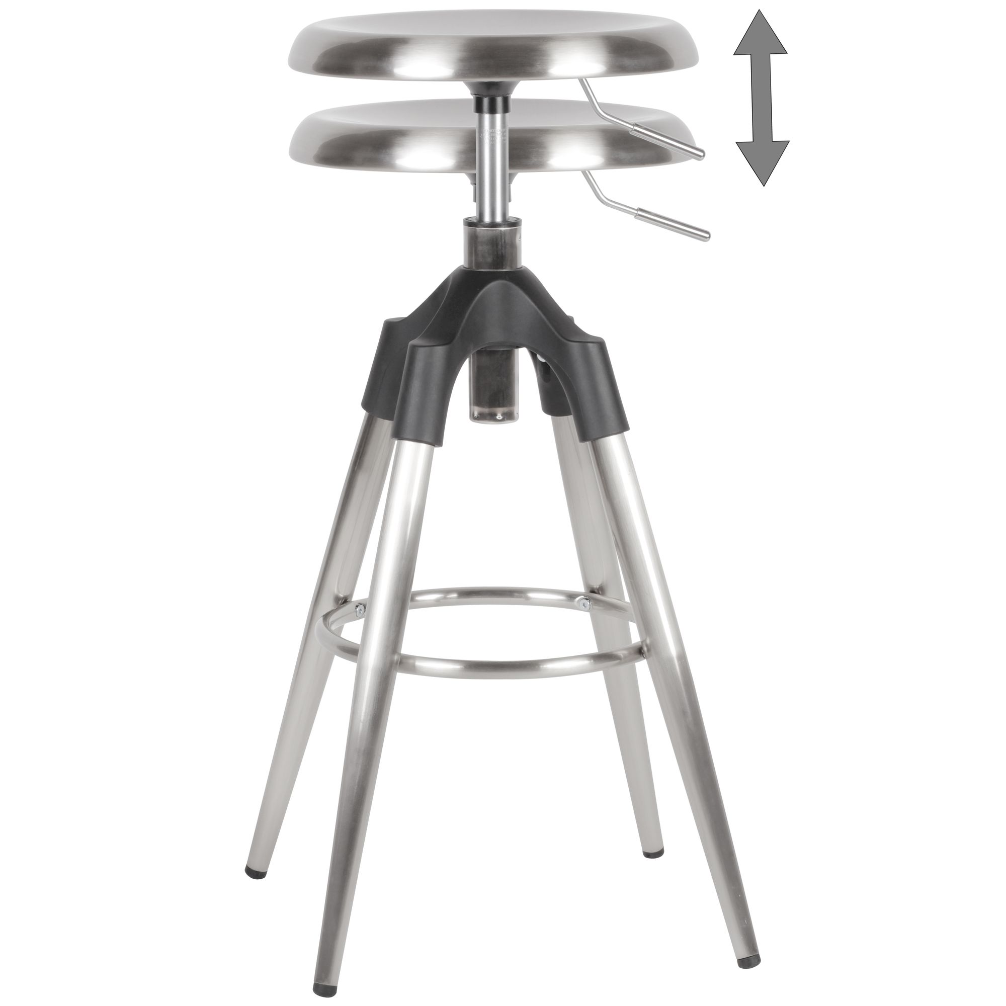 FineBuy Barhocker Metall 72-80 cm, Design Barstuhl 100 kg Maximalbelastbarkeit, Tresenhocker Industrial, Tresenstuhl ohne Lehne | Farbe: Schwarz