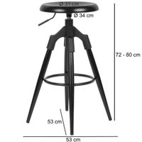 FineBuy Barhocker Metall 72-80cm Tresenhocker Höhenverstellbar Barstuhl Modern – Ansicht 2