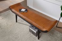 Gepolsterte Sitzbank 125cm Echtleder Braun Retro Polsterbank Garderobenbank Bank – Ansicht 3