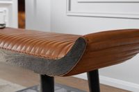 Gepolsterte Sitzbank 125cm Echtleder Braun Retro Polsterbank Garderobenbank Bank – Ansicht 4