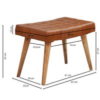 FineBuy Sitzhocker 67x47x39 cm Massivholz Lederhocker Fußhocker Leder Hocker – Ansicht 2