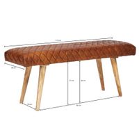 Gepolsterte Sitzbank 115cm Echtleder Braun Retro Polsterbank Garderobenbank Bank – Ansicht 3