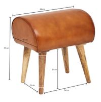 FineBuy Sitzhocker 45x53x40 cm Braun Echtleder Holzhocker Massiv Lederhocker – Ansicht 3
