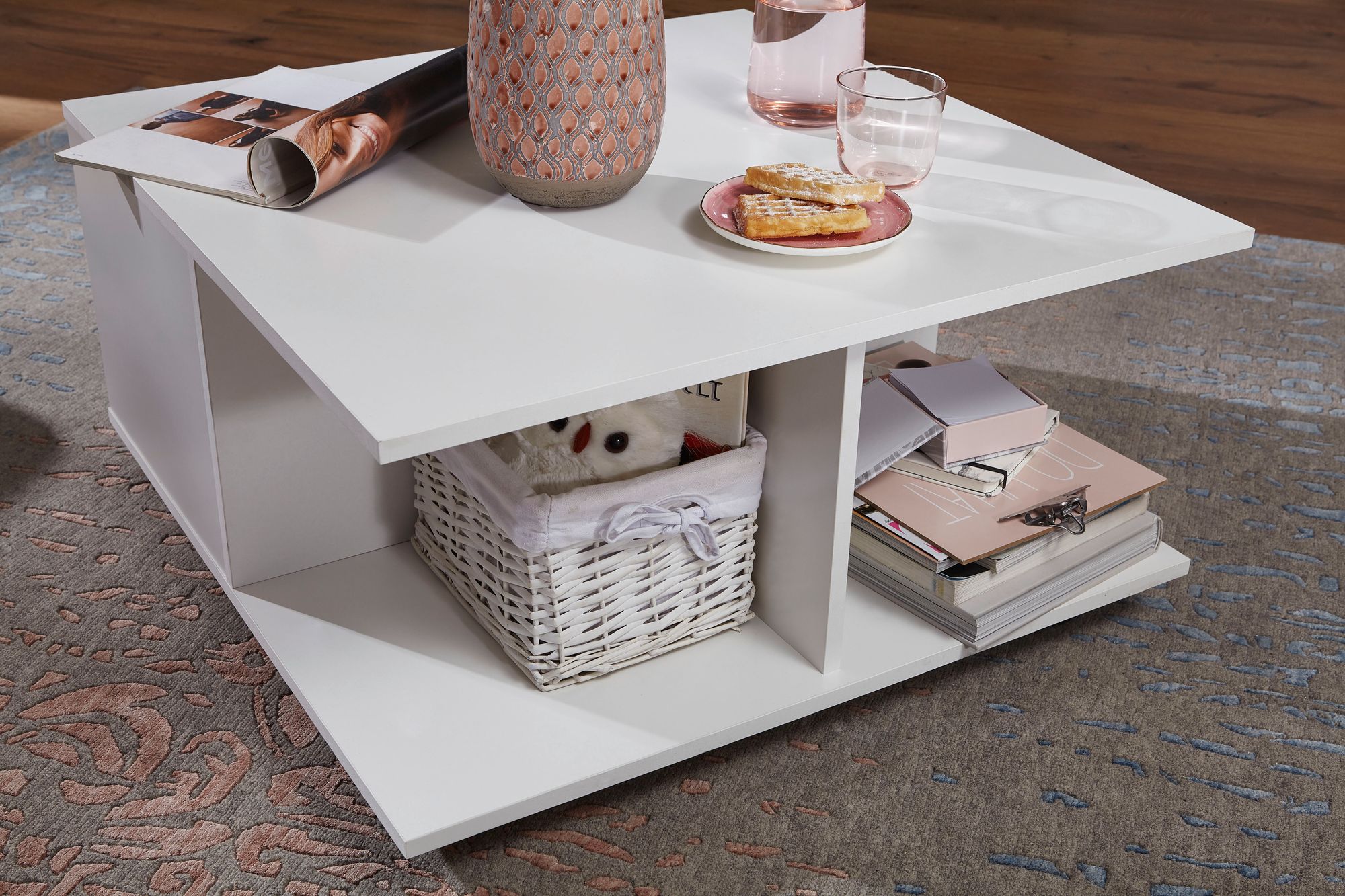 FineBuy Design Couchtisch 70x70 cm, Wohnzimmertisch mit 2 Schubladen, Sofatisch mit Rollen, Tisch mit 2 Fächern | Farbe: Weiß FineBuy Design Couchtisch 70x70 cm, Wohnzimmertisch mit 2 Schubladen, Sofatisch mit Rollen, Tisch mit 2 Fächern | Farbe: Weiß