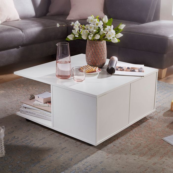 FineBuy Couchtisch 70x70cm Wohnzimmertisch Sofatisch Tisch mit 2 Schubladen