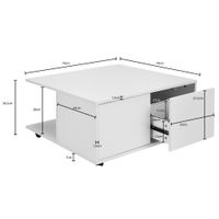 FineBuy Couchtisch 70x70cm Wohnzimmertisch Sofatisch Tisch mit 2 Schubladen – Ansicht 4