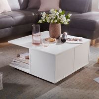 FineBuy Couchtisch 70x70cm Wohnzimmertisch Sofatisch Tisch mit 2 Schubladen – Ansicht 1