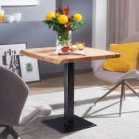 FineBuy Baumkante Esszimmertisch Akazie Massiv 80 x 75 cm Esstisch Küchentisch – Ansicht 1