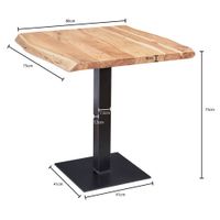 FineBuy Baumkante Esszimmertisch Akazie Massiv 80 x 75 cm Esstisch Küchentisch – Ansicht 3
