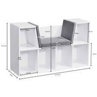 Sitzbank mit Stauraum Regal Weiß mit Sitzauflage in Grau Garderobe Standregal Garderobenbank – Ansicht 3