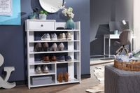 FineBuy Schuhregal Weiß 75x92,5 cm Flurregal Hoch Regal 7 Fächer mit Schublade – Ansicht 2