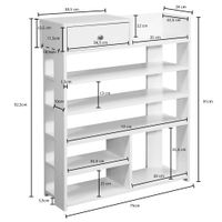 FineBuy Schuhregal Weiß 75x92,5 cm Flurregal Hoch Regal 7 Fächer mit Schublade – Ansicht 3