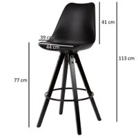 FineBuy 2er Set Barhocker Schwarz Tresenhocker Kunstleder mit Lehne Barstuhl – Ansicht 2