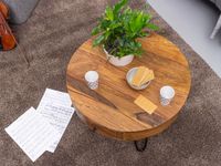 FineBuy Couchtisch Sheesham Massivholz rund Ø 60 cm Wohnzimmertisch Schublade – Ansicht 4