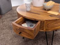 FineBuy Couchtisch Sheesham Massivholz rund Ø 60 cm Wohnzimmertisch Schublade – Ansicht 5